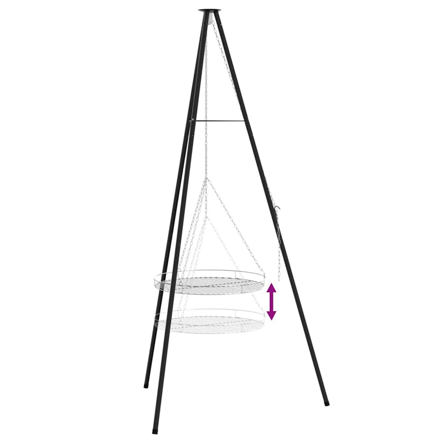 Kampvuur tripod 2 pcs Zwart Staal