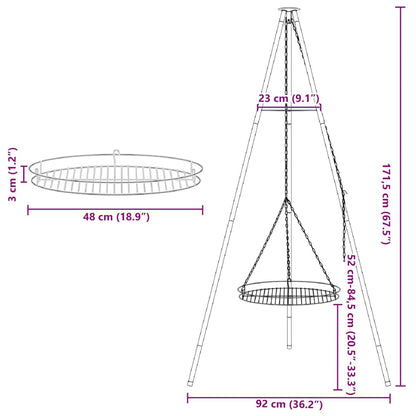 Kampvuur tripod 2 pcs Zwart Staal