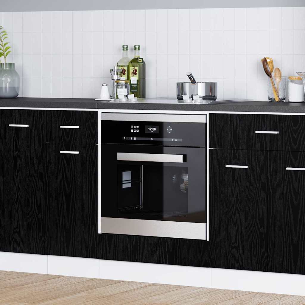Ovenkast Zwart eiken 60 x 46 x 81.5 cm Bewerkt hout