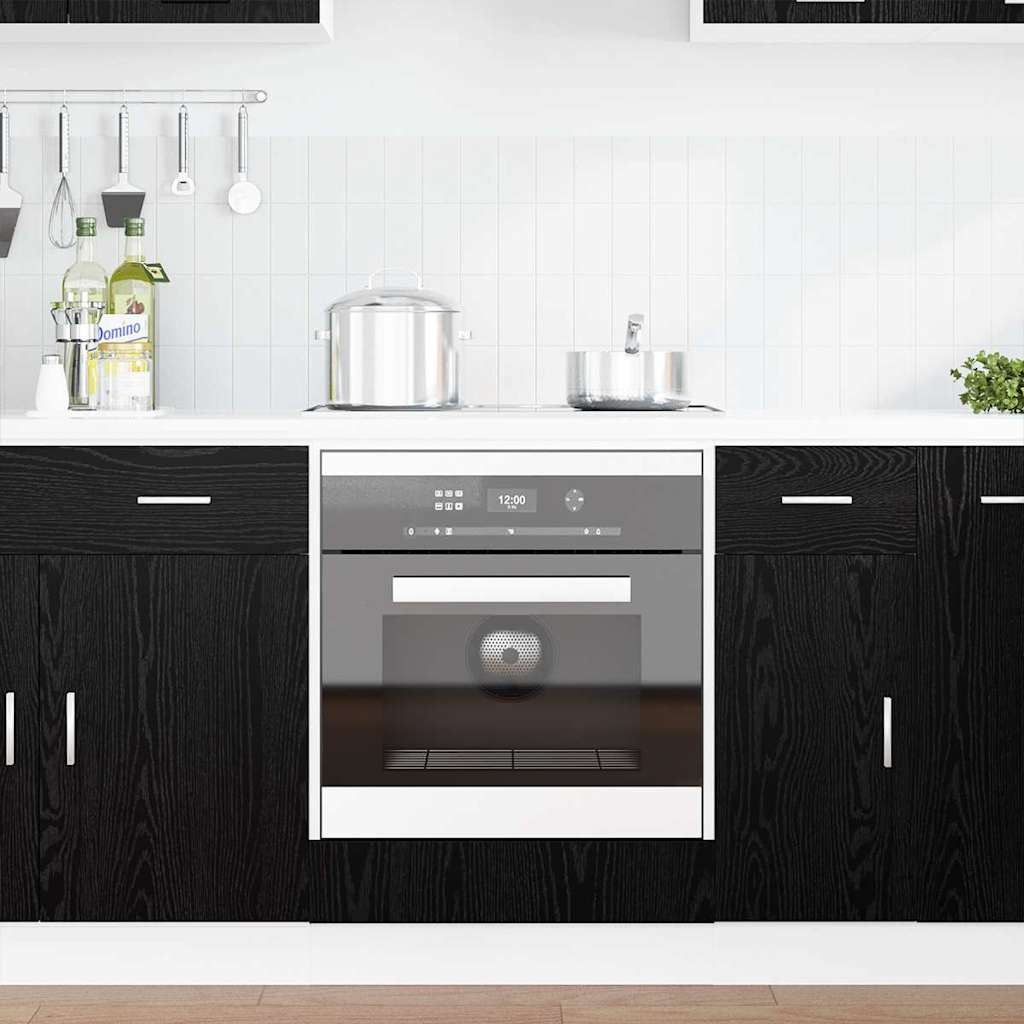 Ovenkast Zwart eiken 60 x 46 x 81.5 cm Bewerkt hout