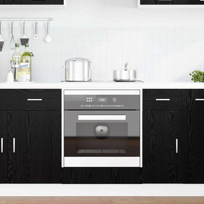 Ovenkast Zwart eiken 60 x 46 x 81.5 cm Bewerkt hout