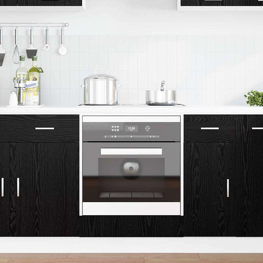 Ovenkast Zwart eiken 60 x 46 x 81.5 cm Bewerkt hout
