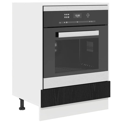 Ovenkast Zwart eiken 60 x 46 x 81.5 cm Bewerkt hout