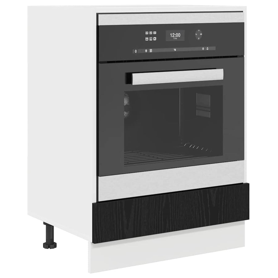 Ovenkast Zwart eiken 60 x 46 x 81.5 cm Bewerkt hout