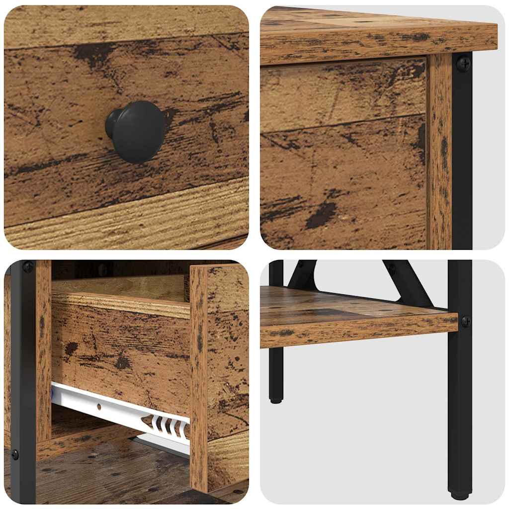 Nachtkastje met lade 2 pcs Oud hout 40 x 42 x 45 cm