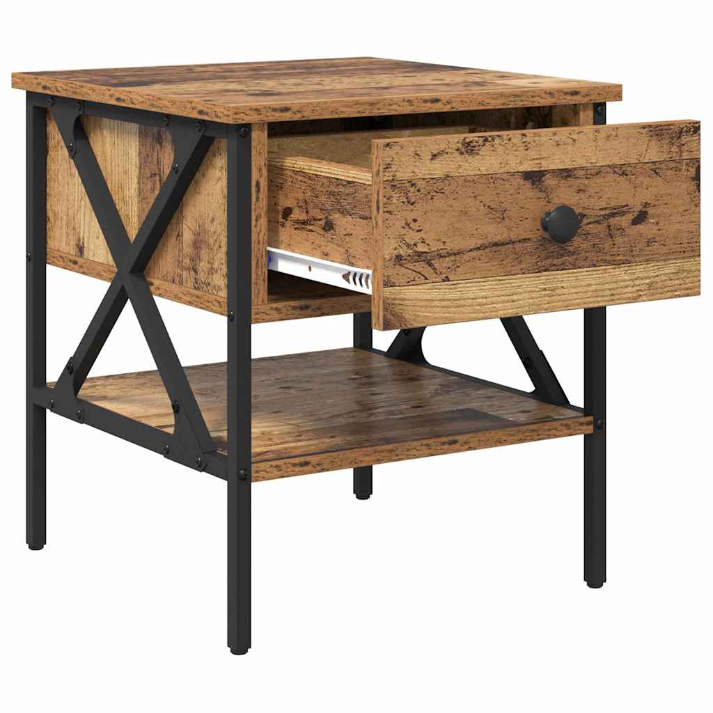 Nachtkastje met lade 2 pcs Oud hout 40 x 42 x 45 cm