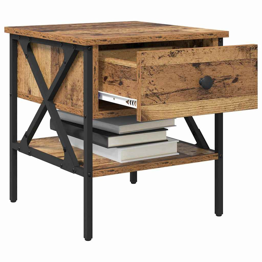 Nachtkastje met lade 2 pcs Oud hout 40 x 42 x 45 cm