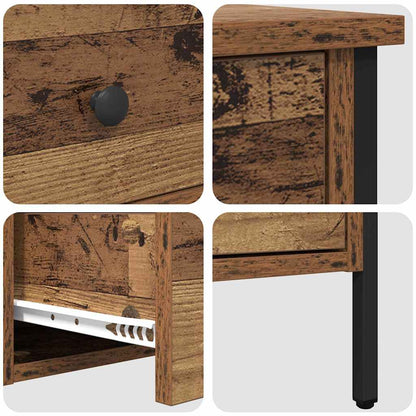 Nachtkastje Oud hout 40 x 42 x 50 cm Gelaagd hout en metaal
