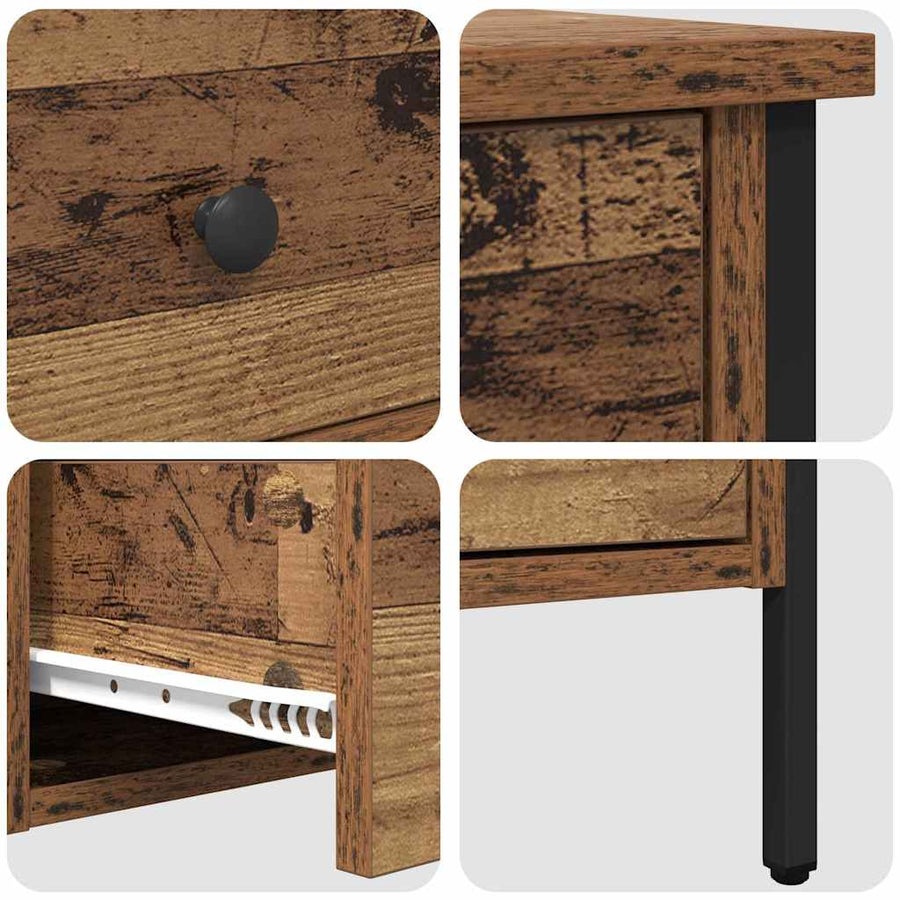 Nachtkastje Oud hout 40 x 42 x 50 cm Gelaagd hout en metaal