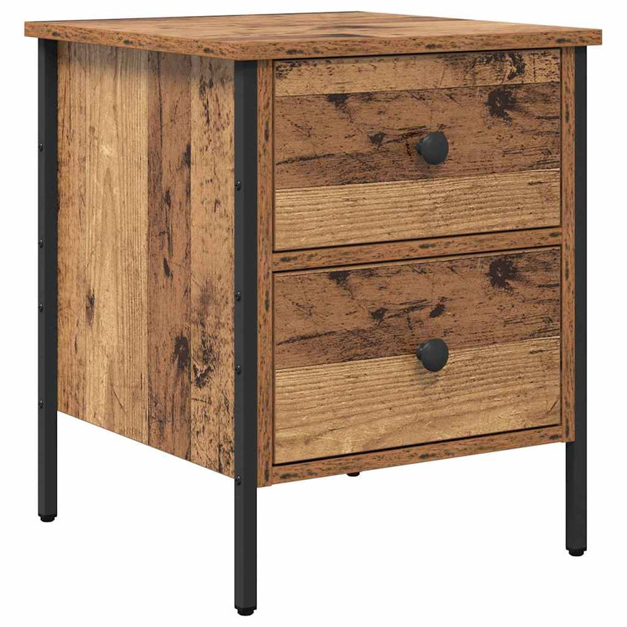 Nachtkastje Oud hout 40 x 42 x 50 cm Gelaagd hout en metaal