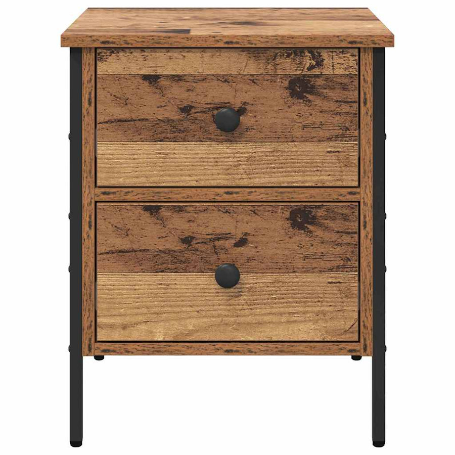 Nachtkastje Oud hout 40 x 42 x 50 cm Gelaagd hout en metaal