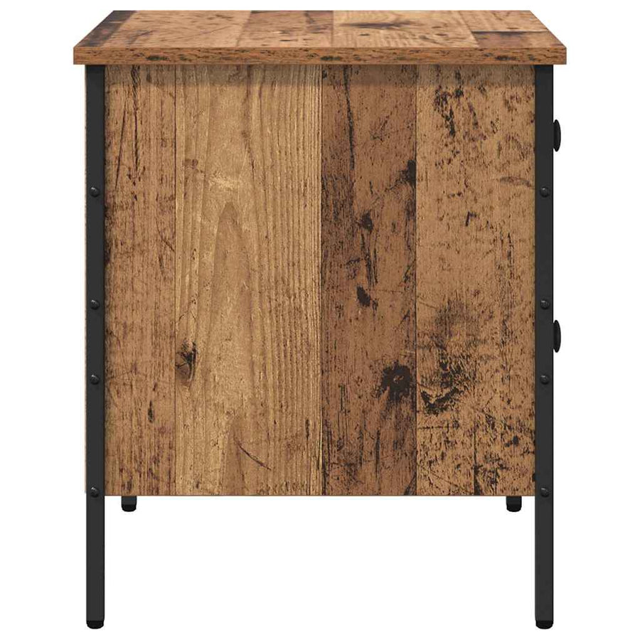 Nachtkastje Oud hout 40 x 42 x 50 cm Gelaagd hout en metaal