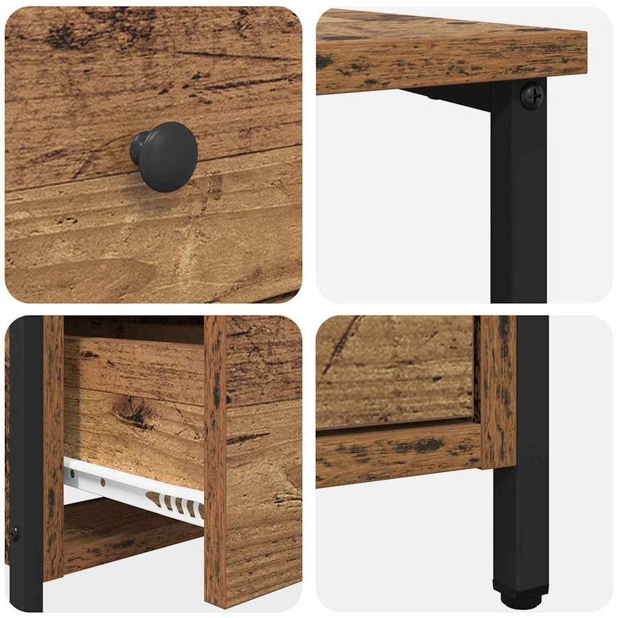 Nachtkastje met lade 2 pcs Oud hout 30 x 60 x 60 cm