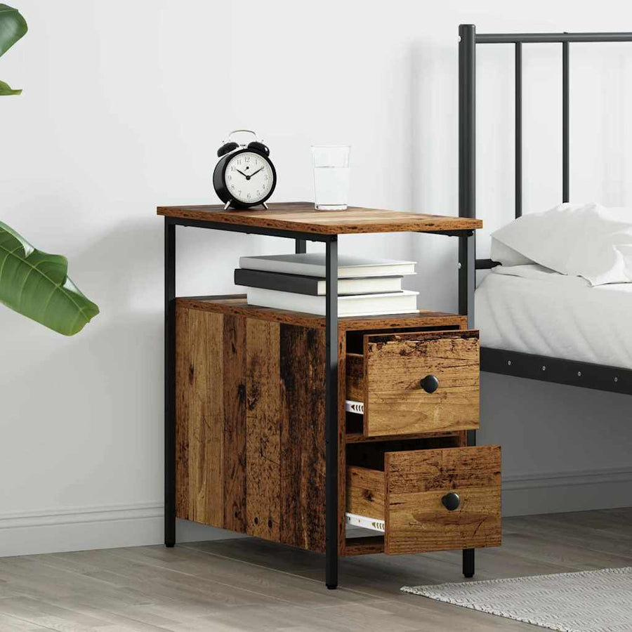 Nachtkastje met lade 2 pcs Oud hout 30 x 60 x 60 cm
