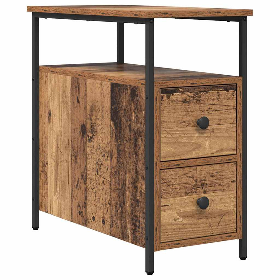 Nachtkastje met lade 2 pcs Oud hout 30 x 60 x 60 cm