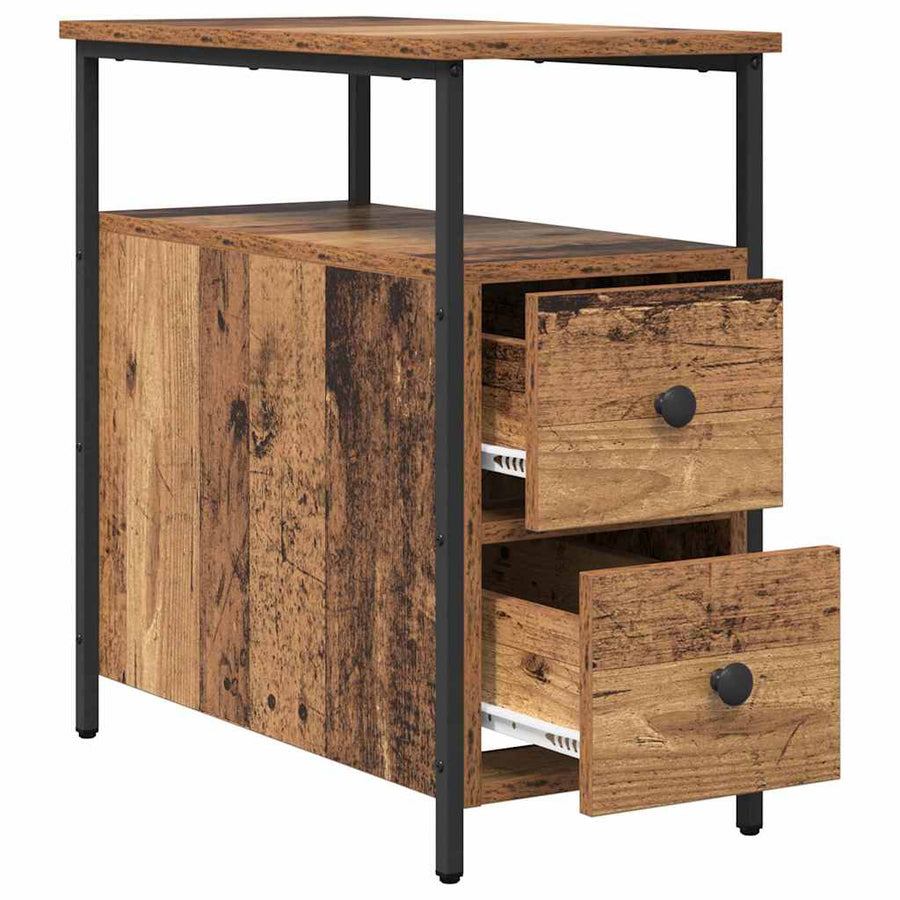 Nachtkastje met lade 2 pcs Oud hout 30 x 60 x 60 cm