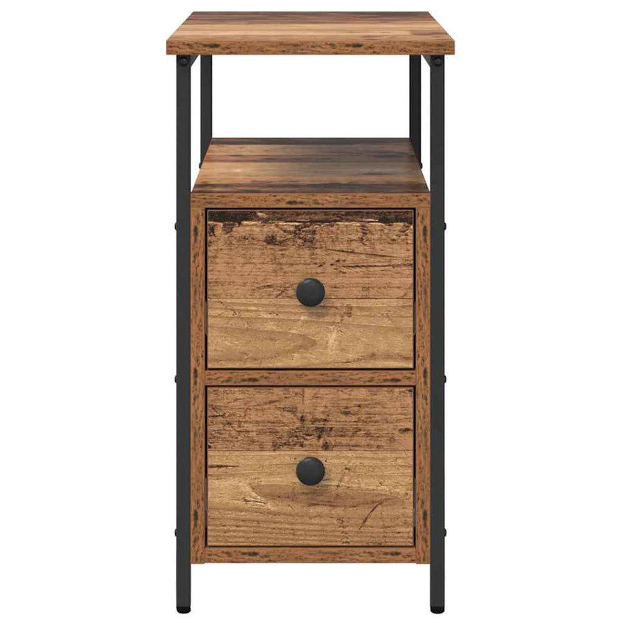 Nachtkastje met lade 2 pcs Oud hout 30 x 60 x 60 cm