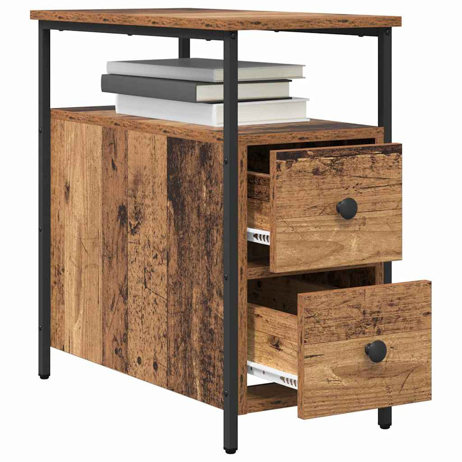 Nachtkastje met lade 2 pcs Oud hout 30 x 60 x 60 cm