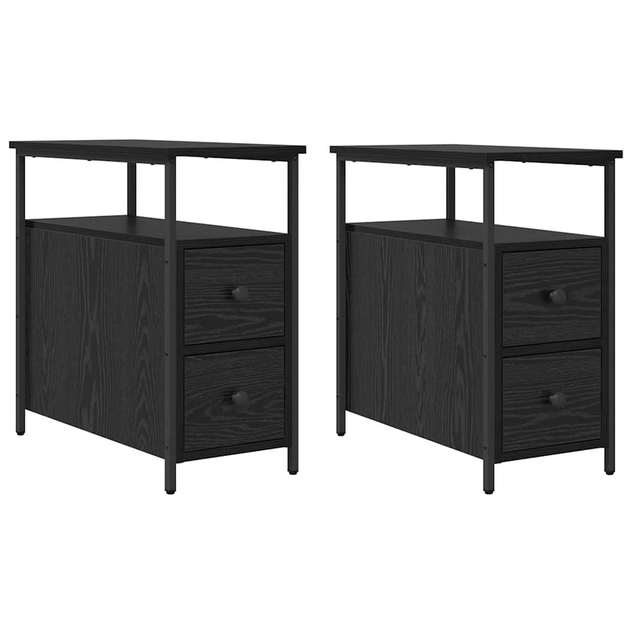 Nachtkastje met lade 2 pcs Zwart eiken 30 x 60 x 60 cm