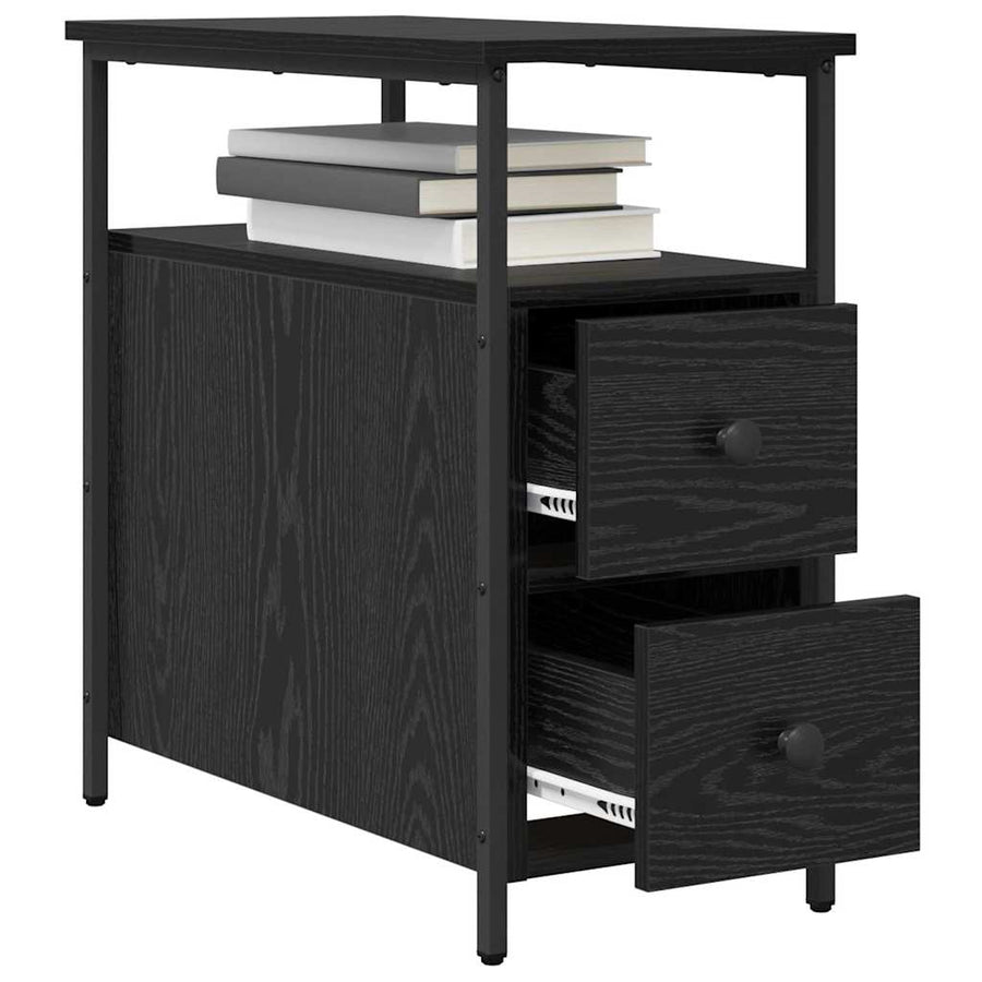 Nachtkastje met lade 2 pcs Zwart eiken 30 x 60 x 60 cm