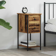 Nachtkastje 32x42x70 cm oud hout ijzer