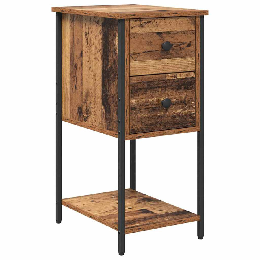 Nachtkastje Oud hout 32 x 42 x 70 cm Ijzer en spaanderplaat