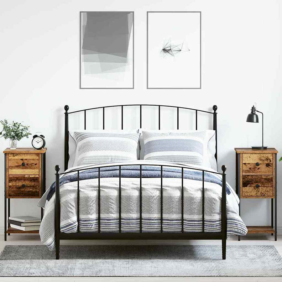 Nachtkastje met lade 2 pcs Oud hout 32 x 42 x 70 cm