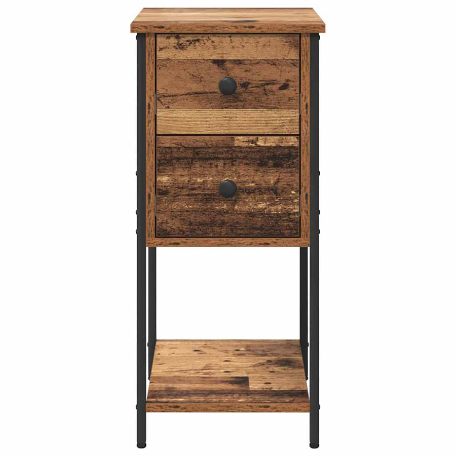Nachtkastje met lade 2 pcs Oud hout 32 x 42 x 70 cm