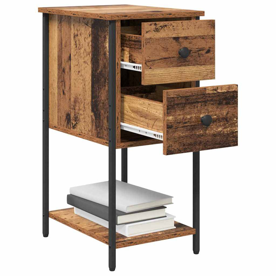 Nachtkastje met lade 2 pcs Oud hout 32 x 42 x 70 cm
