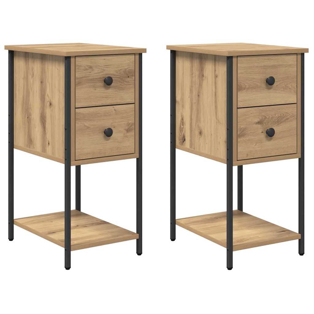 Nachtkastje 2 pcs artisanaal eikenkleurig 32 x 42 x 70 cm