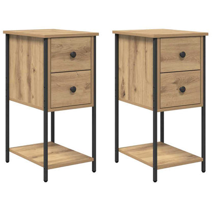 Nachtkastje 2 pcs artisanaal eikenkleurig 32 x 42 x 70 cm