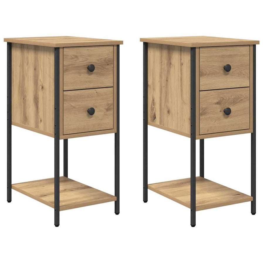 Nachtkastje 2 pcs artisanaal eikenkleurig 32 x 42 x 70 cm