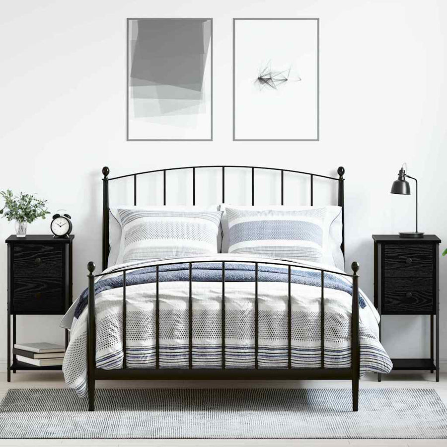 Nachtkastje met lade 2 pcs Zwart eiken 32 x 42 x 70 cm