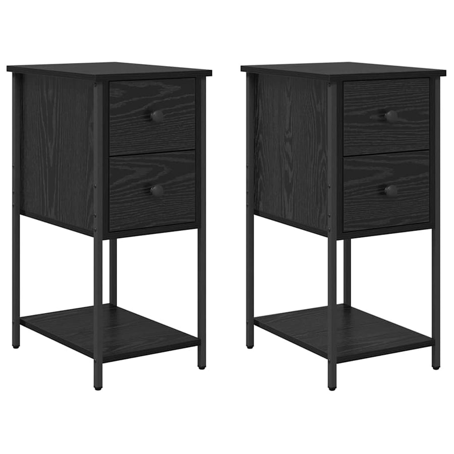 Nachtkastje met lade 2 pcs Zwart eiken 32 x 42 x 70 cm