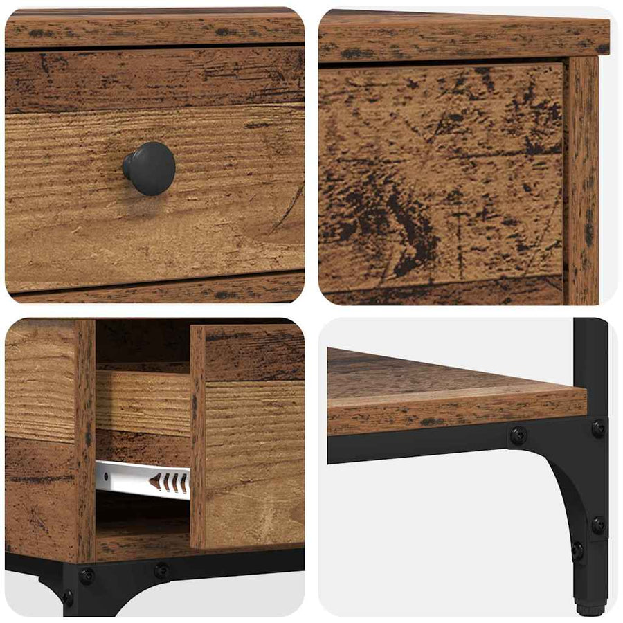 Wandtafel met lade Oud hout 75 x 34.5 x 75 cm Bewerkt hout