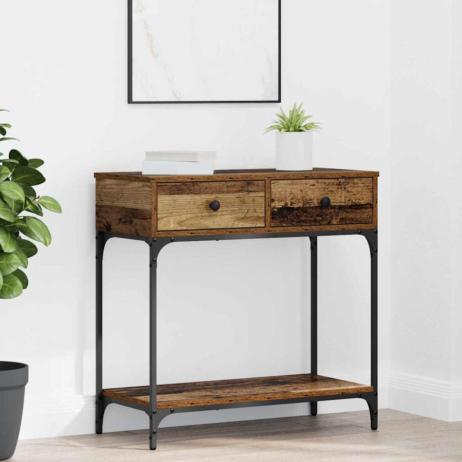 Wandtafel met lade Oud hout 75 x 34.5 x 75 cm Bewerkt hout