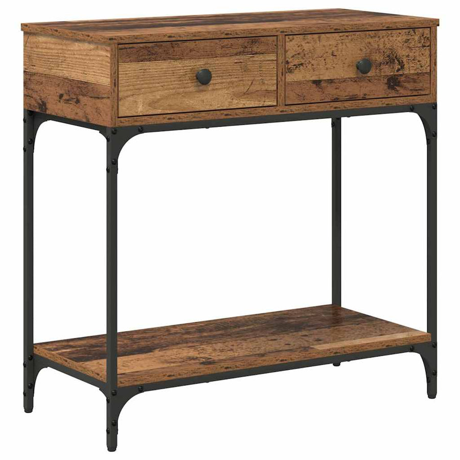Wandtafel met lade Oud hout 75 x 34.5 x 75 cm Bewerkt hout