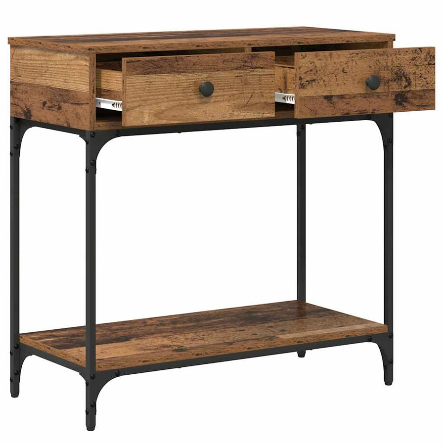 Wandtafel met lade Oud hout 75 x 34.5 x 75 cm Bewerkt hout