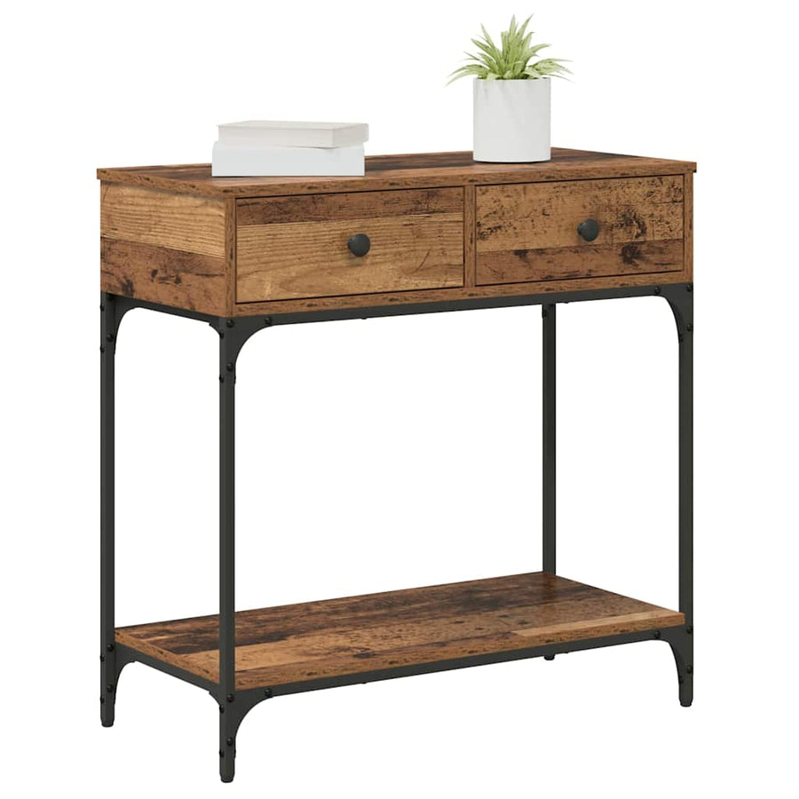 Wandtafel met lade Oud hout 75 x 34.5 x 75 cm Bewerkt hout