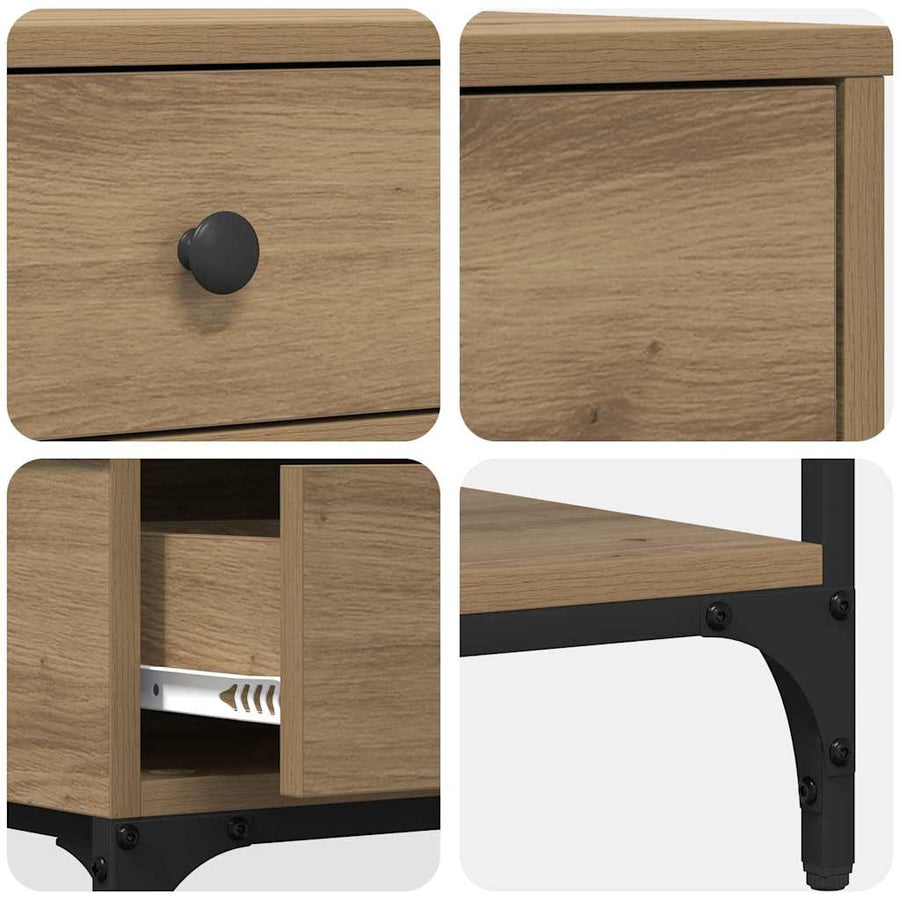Wandtafel met lade artisanaal eikenkleurig 75 x 34.5 x 75 cm