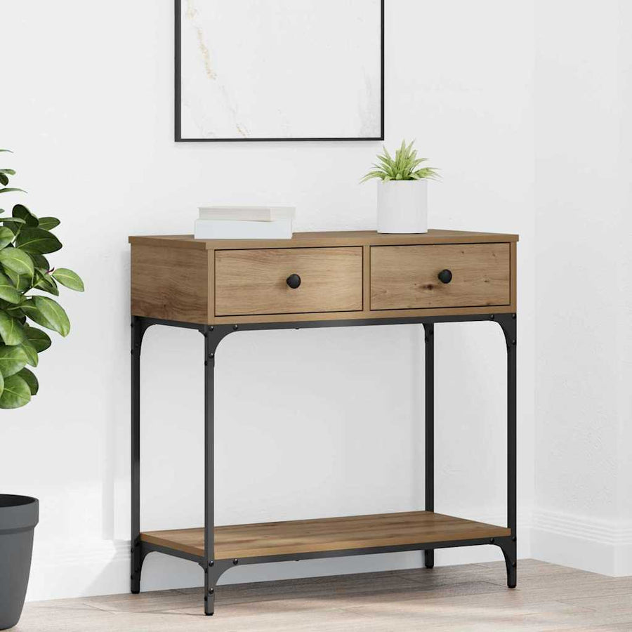 Wandtafel met lade artisanaal eikenkleurig 75 x 34.5 x 75 cm