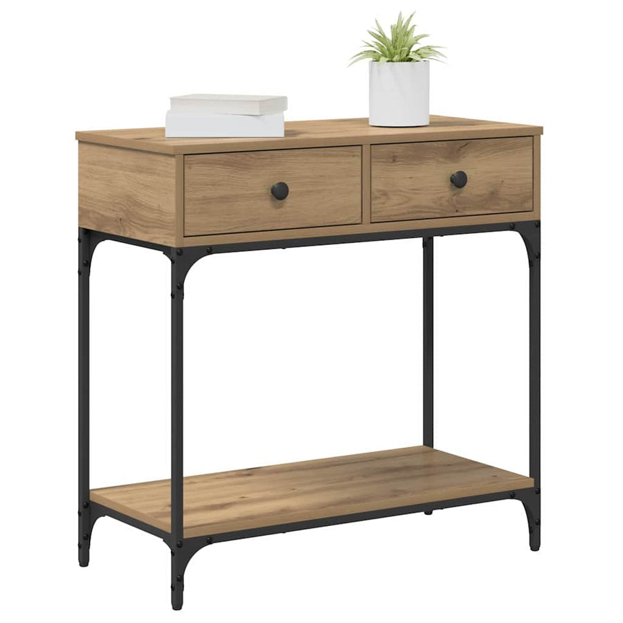 Wandtafel met lade artisanaal eikenkleurig 75 x 34.5 x 75 cm