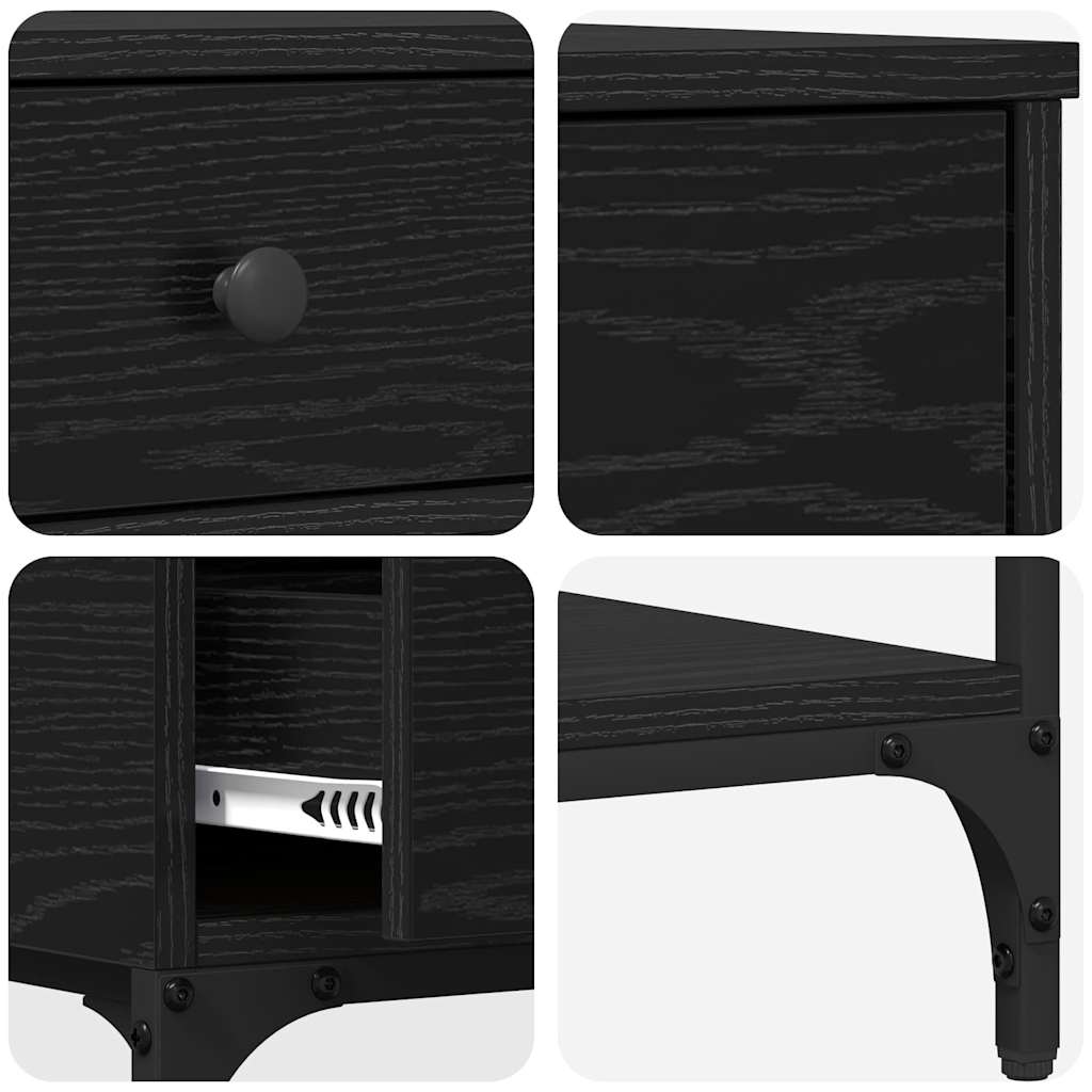 Wandtafel met lade Zwart eiken 75 x 34.5 x 75 cm Bewerkt hout
