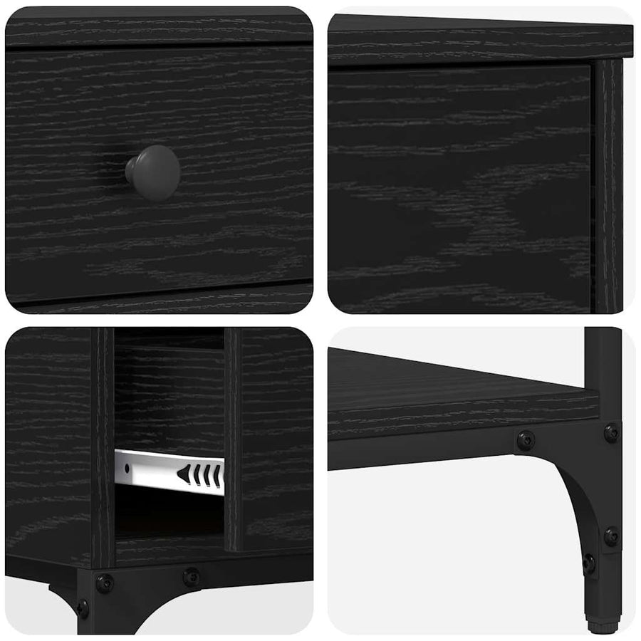 Wandtafel met lade Zwart eiken 75 x 34.5 x 75 cm Bewerkt hout