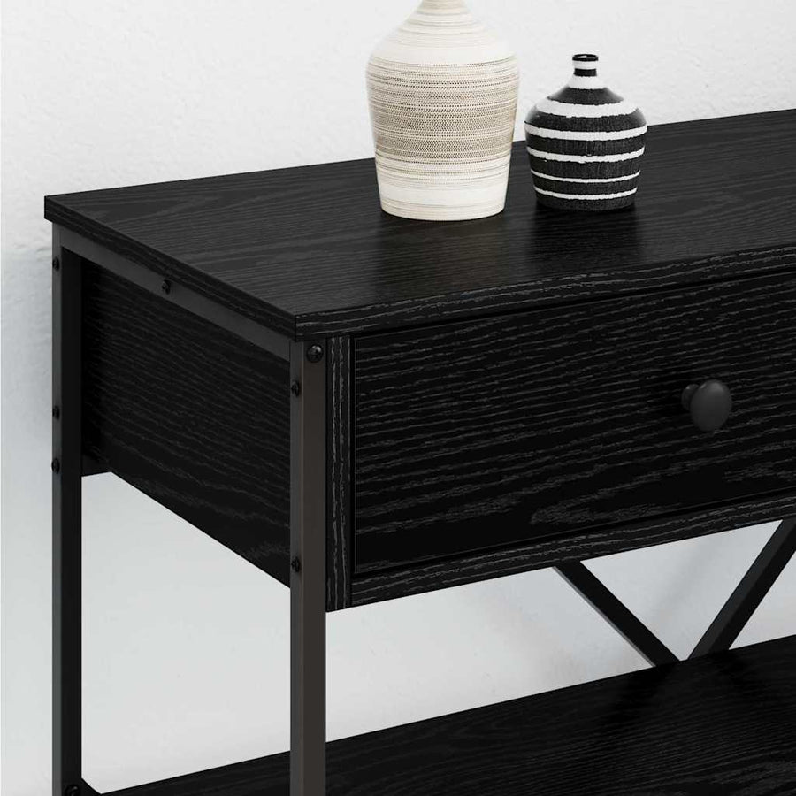 Wandtafel met lade Zwart Eiken 100 x 34,5 x 75 cm Hout