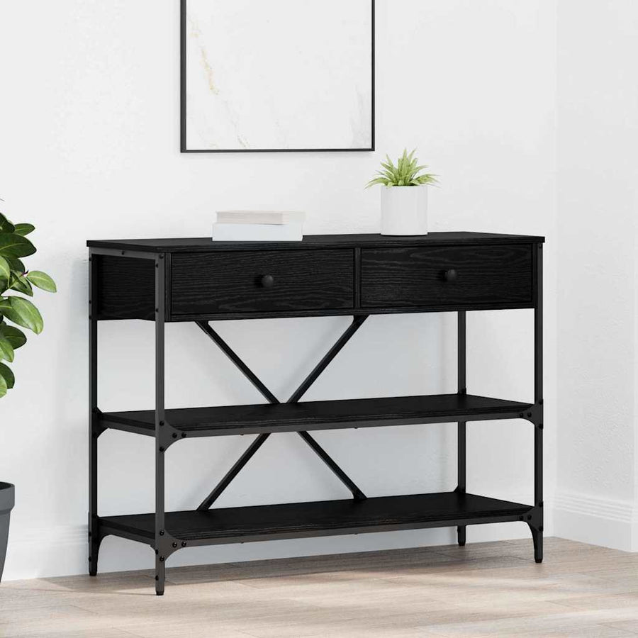 Wandtafel met lade Zwart Eiken 100 x 34,5 x 75 cm Hout
