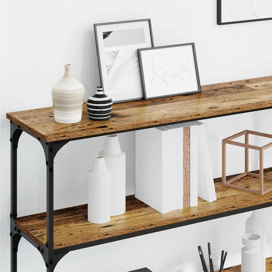 Wandtafel Oud Hout 200 x 29 x 75 cm Geperst Hout en Metaal