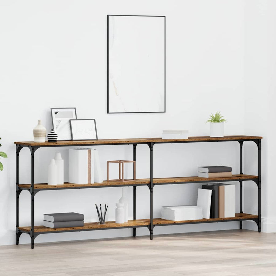 Wandtafel Oud Hout 200 x 29 x 75 cm Geperst Hout en Metaal
