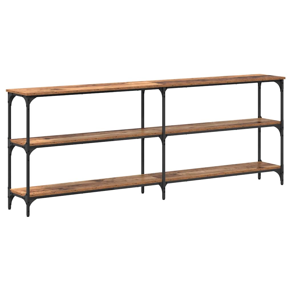 Wandtafel Oud Hout 200 x 29 x 75 cm Geperst Hout en Metaal
