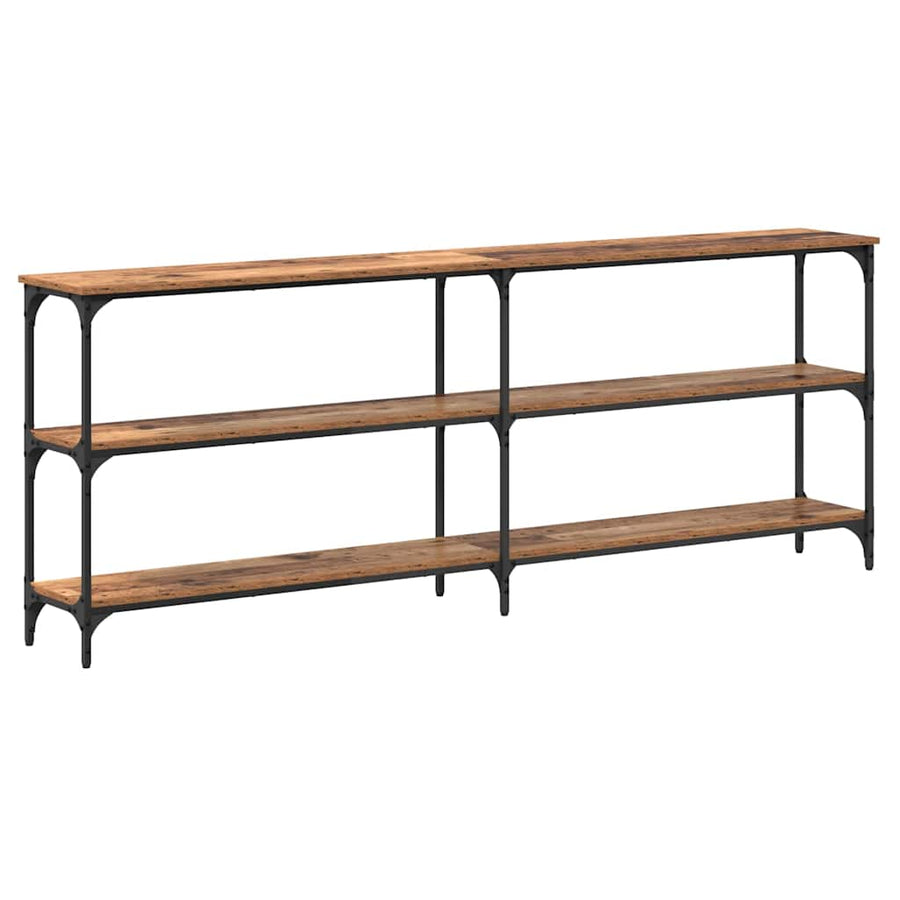 Wandtafel Oud Hout 200 x 29 x 75 cm Geperst Hout en Metaal